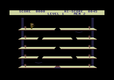 Danger Ranger (Commodore 64) screenshot: Starting level 1, screen 1