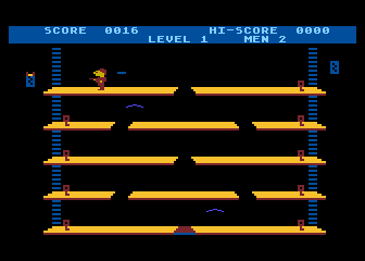Danger Ranger (Atari 8-bit) screenshot: I shot one of the floating lasers.