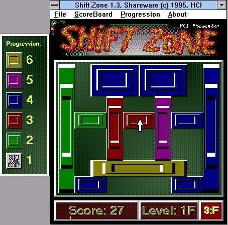 Shift Zone (Windows 3.x) screenshot: One of the Level One puzzles