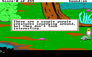 Space Quest: The Lost Chapter (DOS) screenshot: Looking at things. These animals are actually running around, making the environment pretty busy