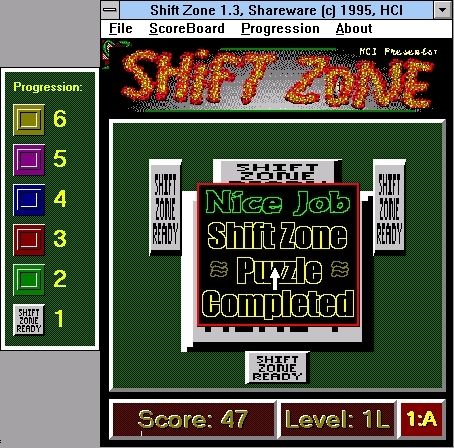 Shift Zone (Windows 3.x) screenshot: This time it worked!
