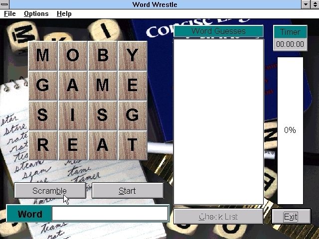 Word Wrestle (Windows 3.x) screenshot: The start of a user designed puzzle