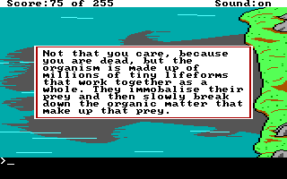 Space Quest: The Lost Chapter (DOS) screenshot: One of the elaborately described death scenes