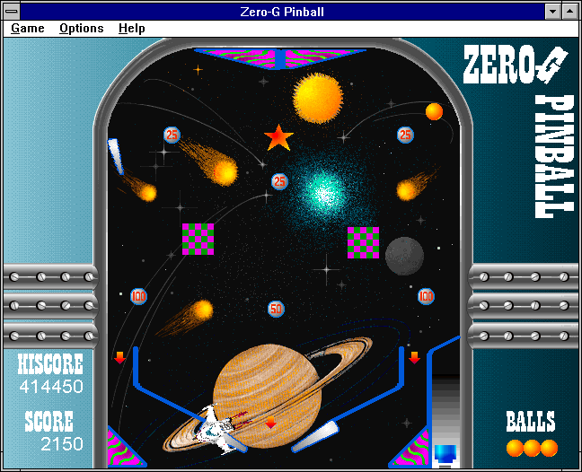 Klik & Play (Windows 3.x) screenshot: Zero G Pinball - an excuse because KNP has no implementation of gravity in their Ball Movement physics.