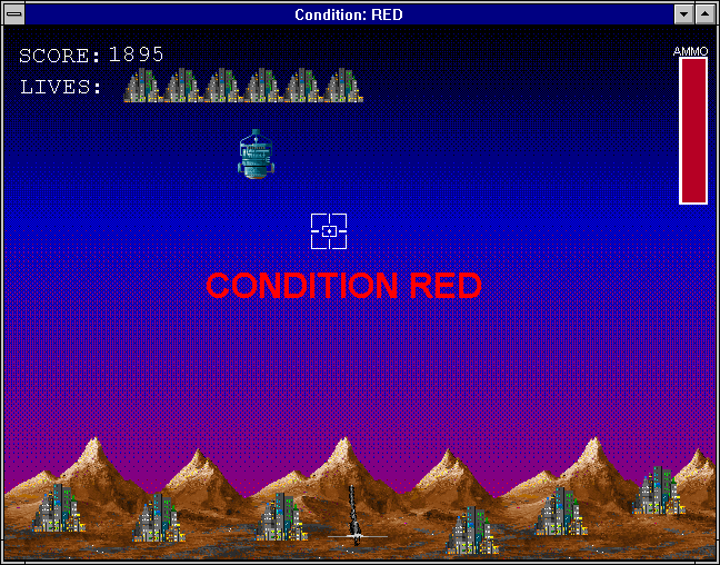 Klik & Play (Windows 3.x) screenshot: Condition: RED - The alien boss mothership!!!