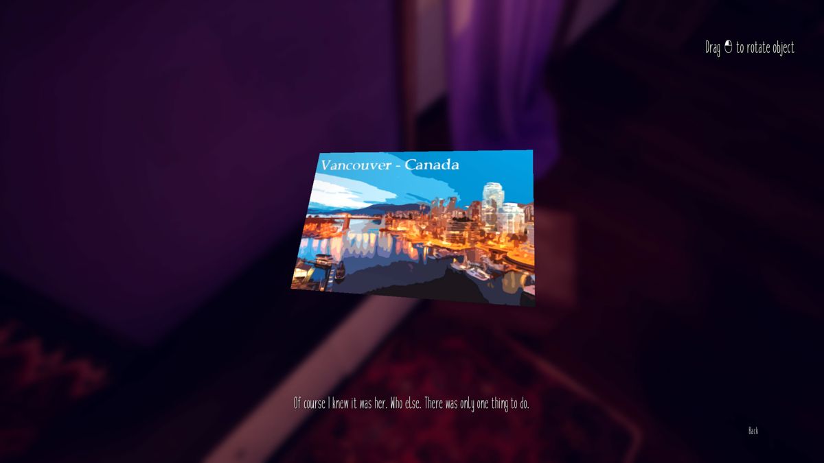 Marie's Room (Windows) screenshot: Marie has left a postcard.