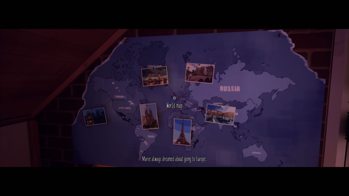 Marie's Room (Windows) screenshot: The world map of Marie's travels