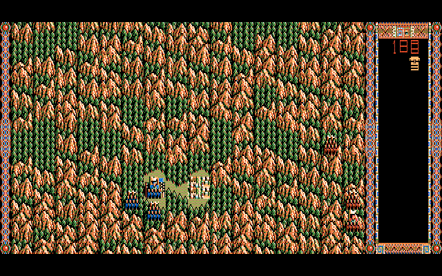 Genghis Khan II: Clan of the Gray Wolf (PC-88) screenshot: A fortress in the mountains