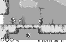 Kaze no Klonoa: Moonlight Museum (WonderSwan) screenshot: Battle in a cave