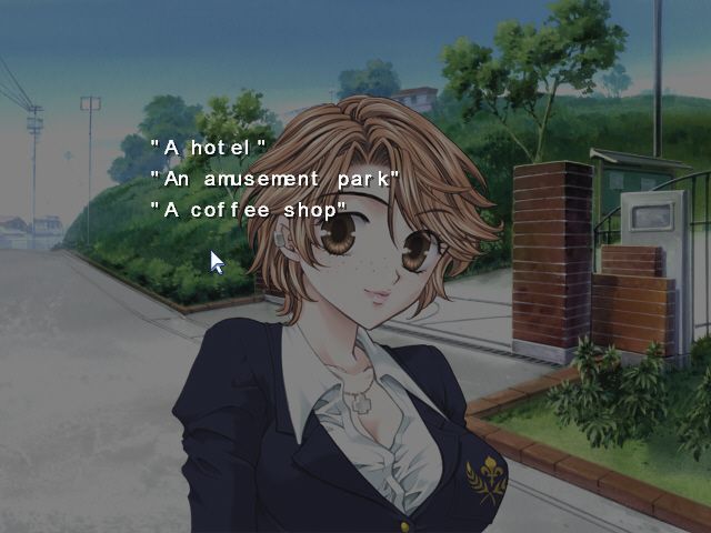 Crescendo (Windows) screenshot: Is it too forward of me to ask her to go to a hotel on the first date? :P