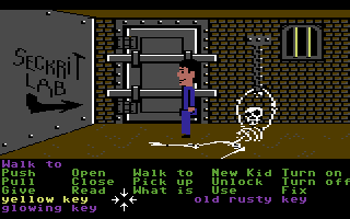 Maniac Mansion (Commodore 64) screenshot: Door to the secret lab.