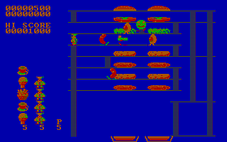 BurgerTime (PC Booter) screenshot: Level 5 (CGA w/RGB Monitor)