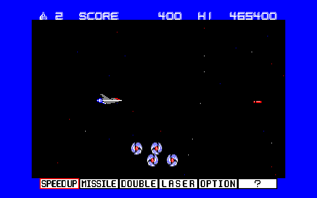Gradius (PC-88) screenshot: The beginning