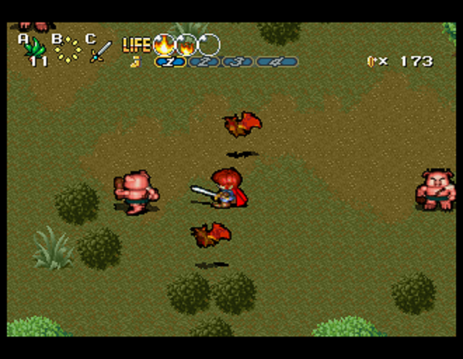 Shining Wisdom (SEGA Saturn) screenshot: Yeah, now YOU run, damned pig. I have a sword equipped this time.