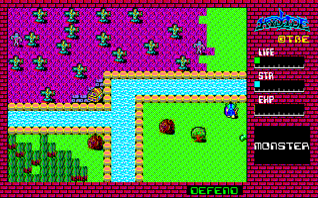 Hydlide (PC-88) screenshot: Near the graveyard