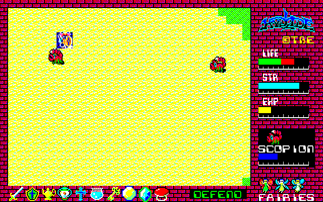Hydlide (PC-88) screenshot: Battle in a desert...