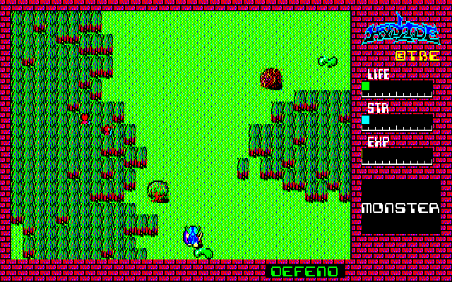 Hydlide (PC-88) screenshot: Starting location