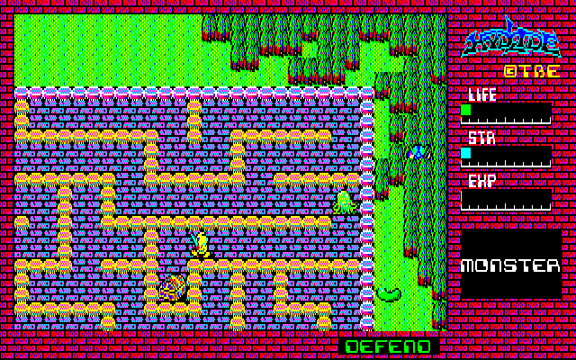 Hydlide (PC-88) screenshot: Now that's a maze...