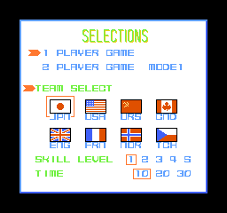 Stick Hunter: Exciting Ice Hockey (NES) screenshot: Options screen.