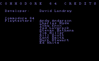 Medieval Lords: Soldier Kings of Europe (Commodore 64) screenshot: Credits for Commodore 64 version
