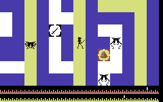 Maziacs (Commodore 64) screenshot: Follow the yellow path