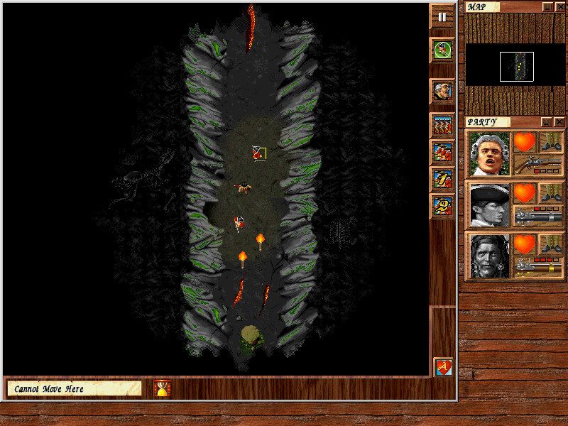 War Along the Mohawk (Windows) screenshot: Exploring the cave (great echo effect).