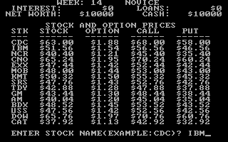 Millionaire: The Stock Market Simulation (DOS) screenshot: Buying stock