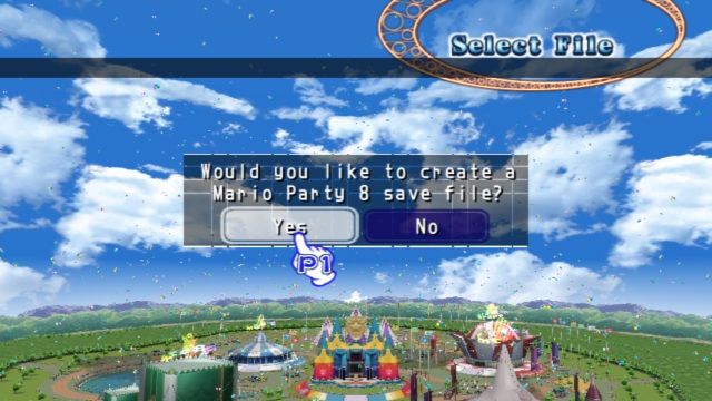 Mario Party 8 (Wii) screenshot: Create a file.