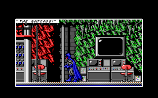 Batman: The Caped Crusader (DOS) screenshot: In the Batcave. (EGA)