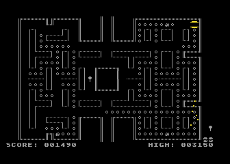 Jawbreaker (Atari 8-bit) screenshot: A face got me and knocked my teeth out.