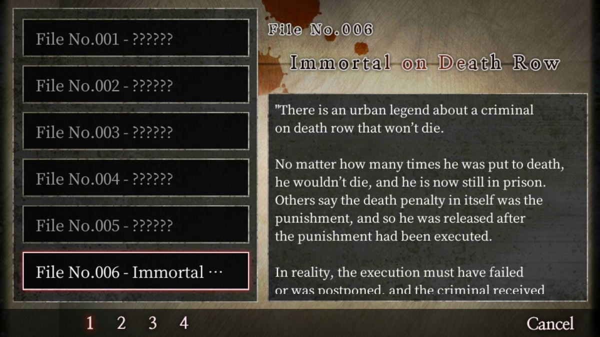 Urban Legend: Shin Hayarigami - Blindman (Android) screenshot: The Database. Here you'll find a lot of extra info.