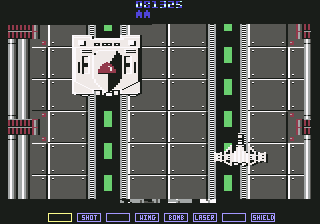 A.L.C.O.N. (Commodore 64) screenshot: One of the bosses in the game (NTSC)