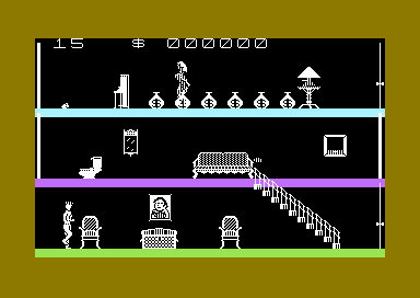Mabel's Mansion (Commodore 64) screenshot: Monsters and Treasure Chests