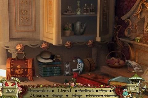 PuppetShow: Mystery of Joyville (iPhone) screenshot: Reception desk - objects (iPhone allows zoom)