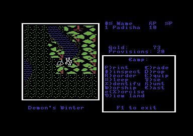 Demon's Winter (Commodore 64) screenshot: In camp