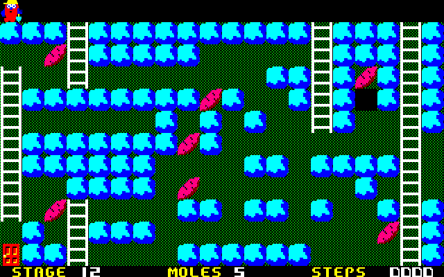 Mole Mole (PC-88) screenshot: The levels get more and more complex
