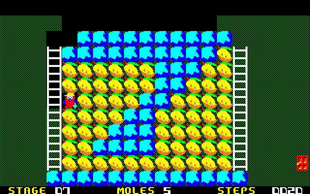 Mole Mole (PC-88) screenshot: Oh wow, so much stuff!..