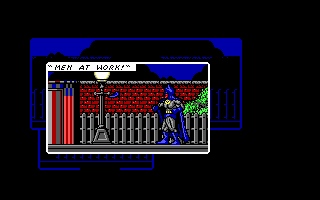 Batman: The Caped Crusader (DOS) screenshot: Throwing a batarang. (EGA)