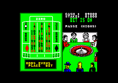 Monte Carlo Casino (Amstrad CPC) screenshot: Place your bets.