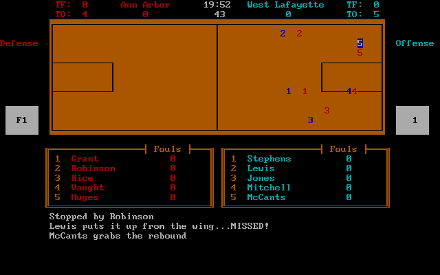 Basketball Challenge (DOS) screenshot: Game in progress