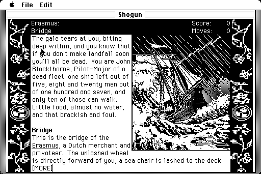 James Clavell's Shōgun (Macintosh) screenshot: Starting location (b&w)