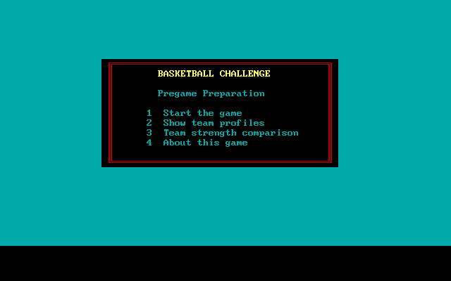 Basketball Challenge (DOS) screenshot: Pregame options