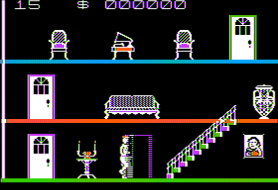Mabel's Mansion (Apple II) screenshot: Starting Gameplay