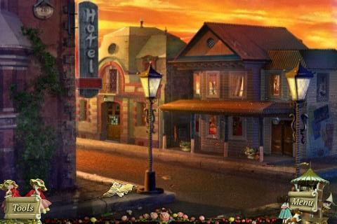 PuppetShow: Mystery of Joyville (iPhone) screenshot: Outside Hotel