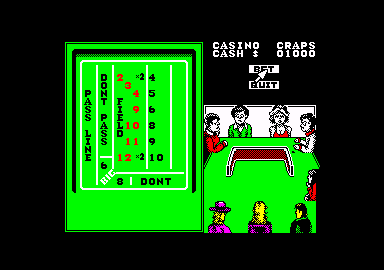 Monte Carlo Casino (Amstrad CPC) screenshot: Starting craps.