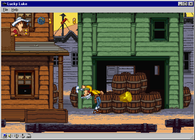 Lucky Luke (Windows) screenshot: Shooting over the body (Large Size)