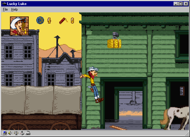 Lucky Luke (Windows) screenshot: Jumping (Large Size)