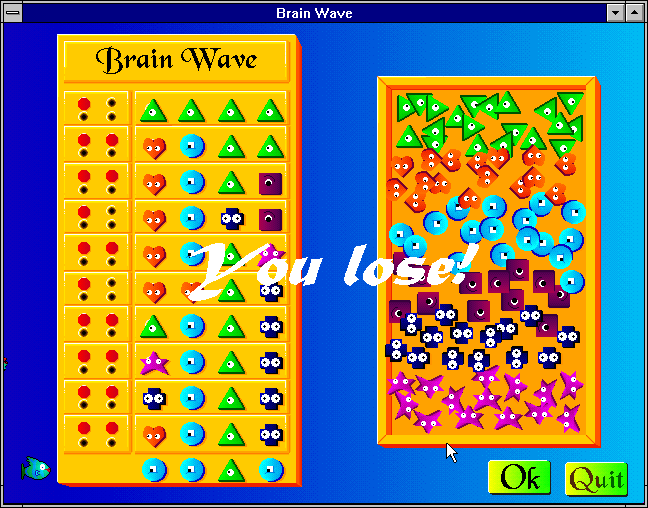 Klik & Play (Windows 16-bit) screenshot: Brainwave - my brain sucks