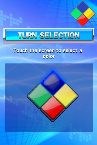 Blokus (iPhone) screenshot: Color selection, randomized.