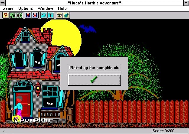 Hugo's House of Horrors (Windows 3.x) screenshot: Picked up an item by clicking on it